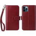 thumbnail image 2 of navor Universal Car Mount & Magnetic Detachable Wallet Case [RFID Protection] [10 Card Pockets] [3 Money Pockets] Compatible for iPhone 12 Pro Max [6.7 Inch] JOOT-3L Series [Maroon], 2 of 7