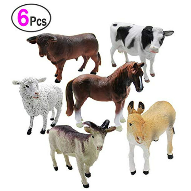 6 Piece Farm Animal Models Toy Set, Realistic Animals Action Figure Model,  Educational Learn Cognitive Toys 