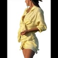 thumbnail image 3 of Conjuntos de Verano de 2 Piezas: Camisa Abotonada, Top y Falda, Conjuntos Casuales para Estar en Casa. Amarillo Talla Única, 3 of 10