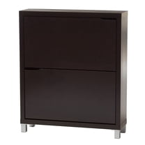 Bowery Hill Contemporary Engineered Wood Shoe Cabinet in Dark Brown