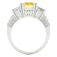thumbnail image 4 of 4.27 ct Emerald Cut Simulated Yellow Diamond 3 Stone 14K White Gold Womens Engagement Ring, 4 of 5