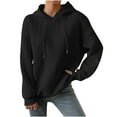 thumbnail image 2 of ICHUANYI Liquidación Moda Mujer Casual Manga Larga Cuello Redondo Señoras Sudaderas Tops Blusa Monocolor Sudadera con Capucha ICHUANYI WER2023082202365, 2 of 6