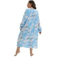 Women's Long Sleeve Nightgown Plus Size Long Sleepshirts Floral Sleep ...