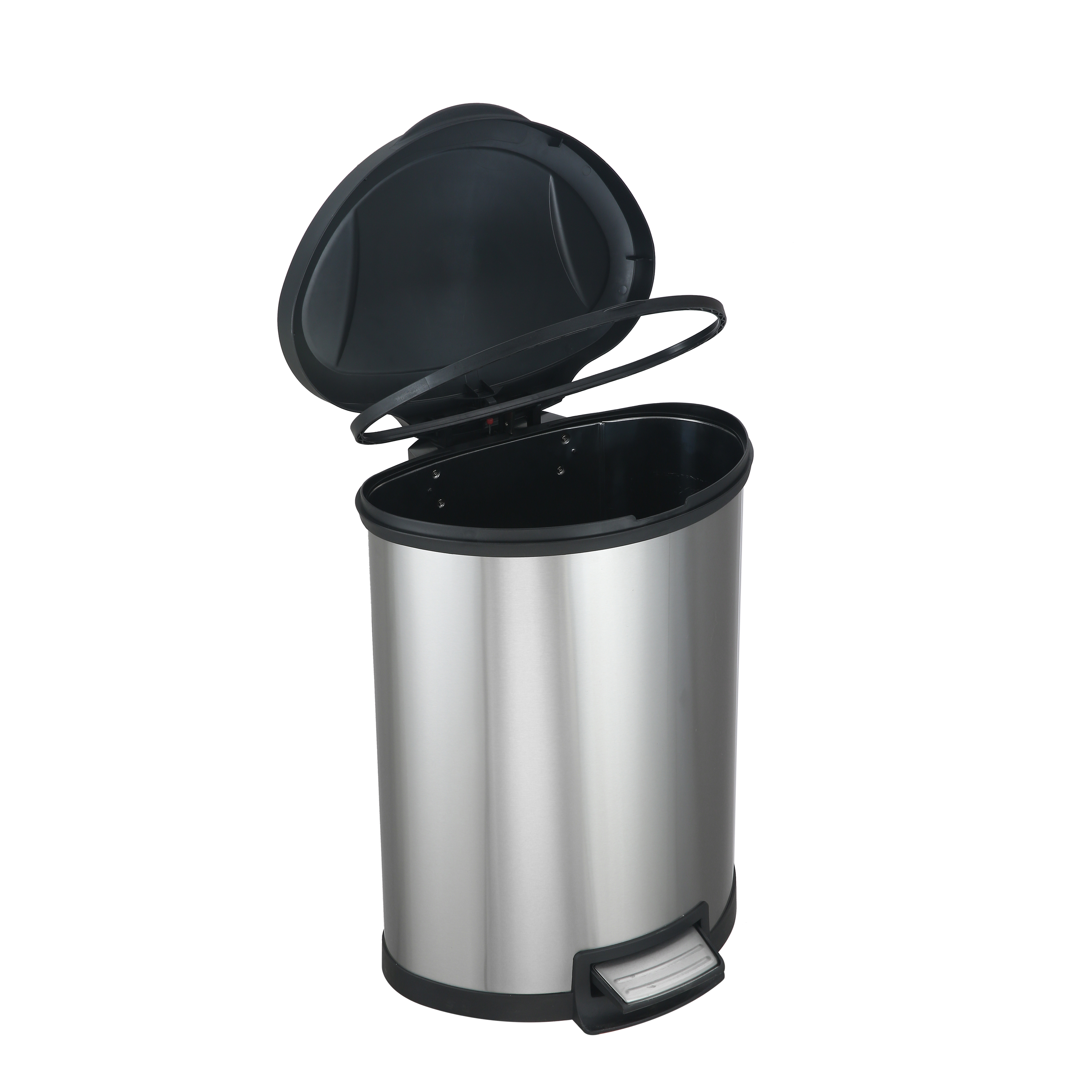 Mainstays 14.2 gal/54 Liter Stainless Steel Semi Round Kitchen Garbage Can with Lid - image 4 of 5