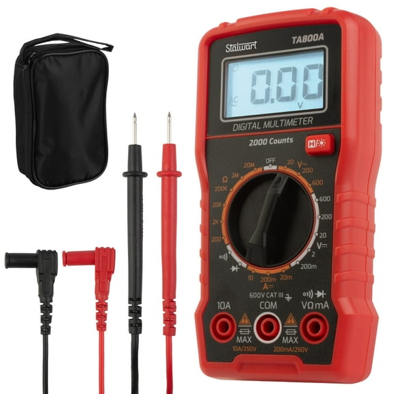 Stalwart Digital Multimeter Voltage Tester with Backlit Display and Case