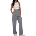 thumbnail image 2 of Womens Cargo Sweatpants Casual Baggy Fleece High Waisted Joggers Pants, 2 of 6