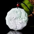 thumbnail image 2 of GKNET Natural Grade A Jade Jadeite Men Women Lucky Special Phoenix Round Pendant, 2 of 7