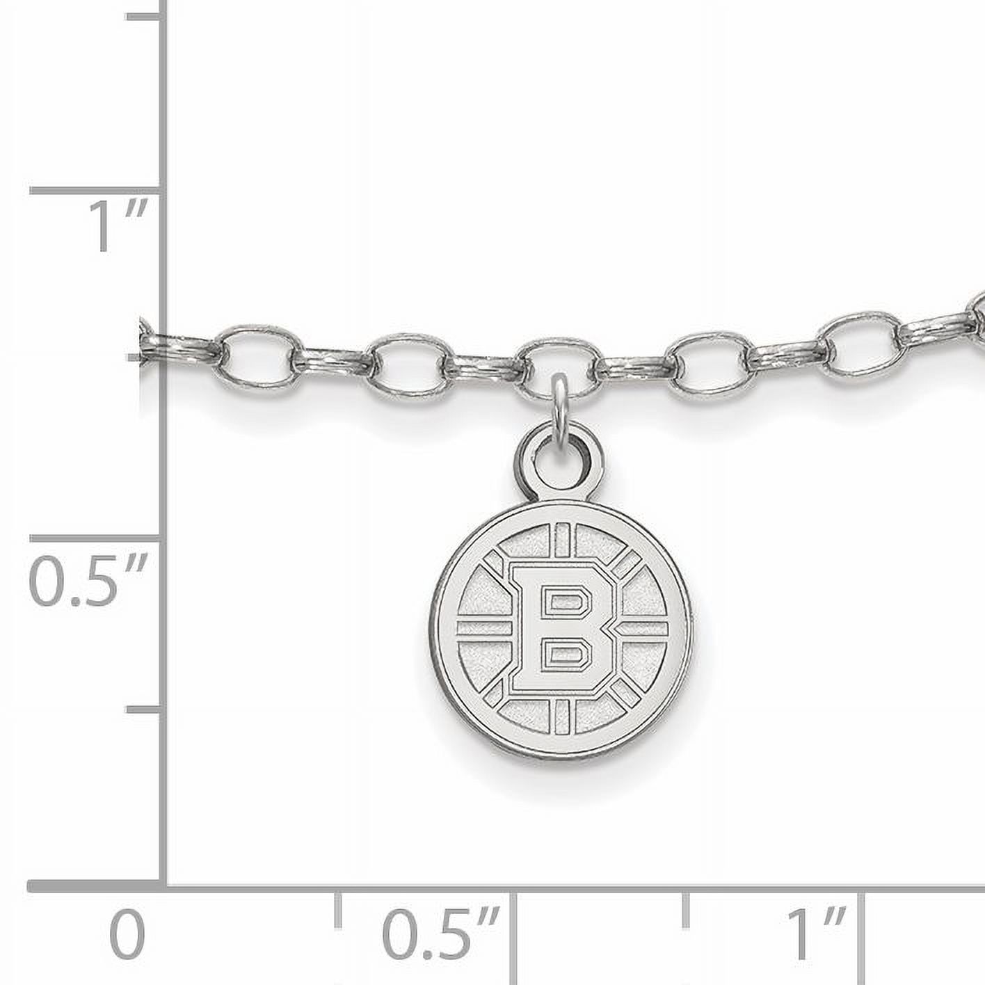Sterling Silver Rhodium-plated NHL LogoArt Boston Bruins 9 inch Anklet Q-SS027BRI - image 2 of 2