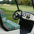thumbnail image 4 of POLERO Blue Aztec Horse Print Golf Cart Seat Covers Universal Fit for Club Car Precedent Golf Cart Seats, Washable Front and Back Seat Cushion Cover, No Stapler Required, 4 of 8