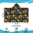thumbnail image 2 of Black White Bee Heart Sunflower Pattern Hooded Bath Towel，50"x30" for Ages 3 To 12 Kids, Quick Dry Lightweight Soft Microfiber Hood Beach Towel Cover Up for Kids, 2 of 7
