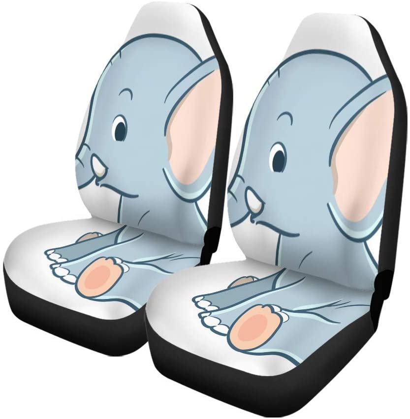 FMSHPON Set of 2 Car Seat Covers Cartoon Character of Sitting Cute Baby Elephant for Children Universal Auto Front Seats Protector Fits for Car,SUV Sedan,Truck - image 2 of 5