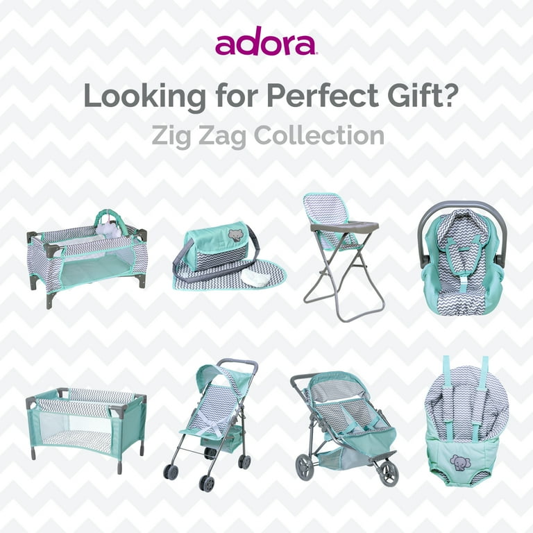 Adora Baby Doll Car Seat Carrier with Removable Seat Cover Machine Washable Fits Most Dolls Plush Animals Up To 20 Birthday Gift For Children