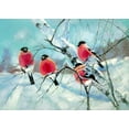 thumbnail image 2 of Pautov, Igor 24x18 Black Ornate Wood Framed with Double Matting Museum Art Print Titled - Bullfinches on a Birch, 2 of 4