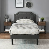 VECELO 3-Piece Bedroom Sets Upholstered Platform Bed Frame and 2 Nightstand