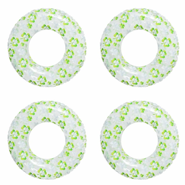 WUSUOWEI 4PCS Inflatable Swimming Rings with Glitter,Cute Pool Float Tube Decorations,Transparent Swimming Rings,31.5 Inch,Water Floats for Summer Pool Party Beach Photos,Decoration
