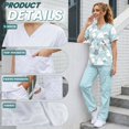 thumbnail image 5 of Yspwyqan Cloud Cat Scrub Set for Women Medical, 2 Piece Short Sleeve V-Neck Scrubs, Stretchy Comfortable Quick Dry Shirts with Pockets for Nurse Pediatric, Size XL, 5 of 7