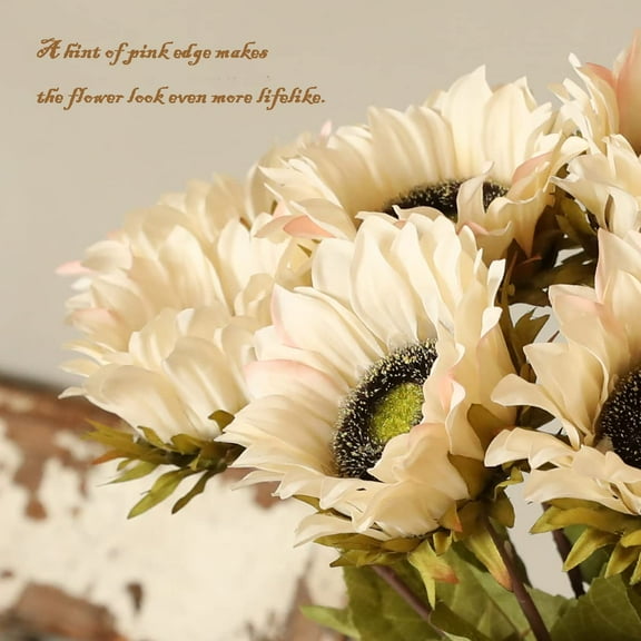 7 Pcs Sunflowers Artificial Fake Flowers, Silk Faux Plants Sunflowers with Stem for Outdoors Planters, Autumn Home Room Office Garden Wedding Party Birthday Vintage Fall Sunflower Decorations