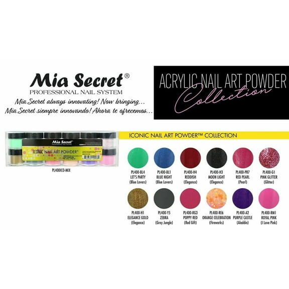 Mia Secret Nail Art Powder - Iconic Collection (12 PC)