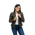 thumbnail image 3 of First Manufacturing WBL1025-S-AGR Womens Favorite Fashion Leather Jacket, Army Green - Small, 3 of 8