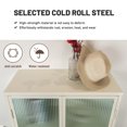 thumbnail image 4 of Retro Fluted Glass Storage Cabinet with Two Detachable Shelves, Dual Doors Corner Cabinet Buffet Sideboard with Metal Frame, Dust-free Tall Accent Cupboard with Storage for Living Room, Beige White, 4 of 7
