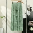 thumbnail image 4 of Women Tassel Long Skirts Tiered Layed Dress High Waisted Elastic Dresses Elegant Fringe Skirt, 4 of 4