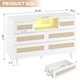 thumbnail image 1 of Estilizado para 6-cajón rattan cómoda blanca natural wood chest con rgb LED light y estación de carga ideal para as versatile mesa de TV para dormitorio nursery hallway & sala de estar, 1 of 6