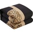 thumbnail image 6 of Nanshing Sibyl 7 Piece Traditional Floral Comforter Set, Black Gold, Queen, 6 of 11