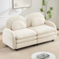 thumbnail image 3 of HUTWIFE 68.5" 2-Seater Teddy Velvet Sofa Beige White Modular Couch with Curved Back & Lumbar Pillows, 3 of 8