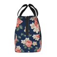 thumbnail image 4 of Navy Blue Rose Floral Lunch Bag Thick Aluminum Foil Cooler Tote for Women Work Picnic Gift, 4 of 7