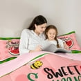 thumbnail image 5 of Feelyou Cartoon Watermelon Full Size Comforter Sets, Pink Green Stripes Bedding Comforter Set, Sweet Summer Time Reversible Bedding Sets, Super Cozy Room Decor, 3 Pieces, 5 of 8