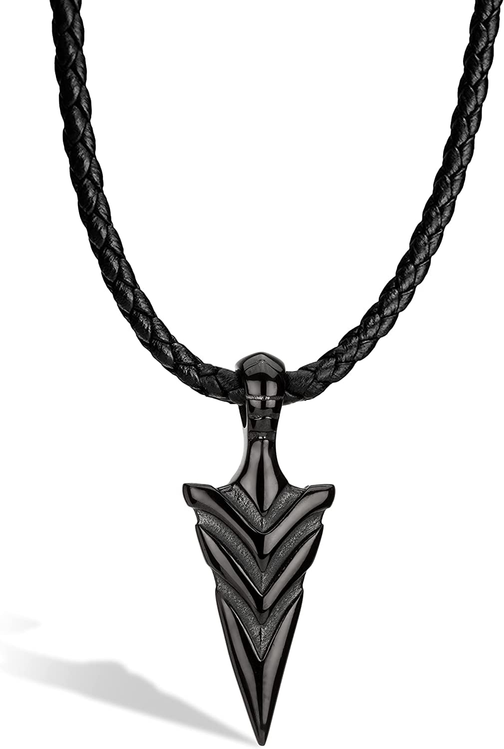 Mens Leather Necklace Leather Chain with Pendant 60cm Black Leather