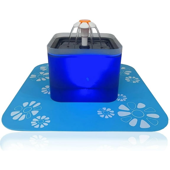 Cat Water Fountain, Cubic 67oz/2L Automatic Pet Water Fountain with Silicone Mat - Blue