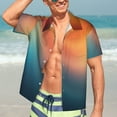thumbnail image 7 of KLL yellow orange and teal Print Men's Hawaiian Shirt Short Sleeve Button Down Beach Shirts,Large, 7 of 7