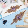 thumbnail image 4 of 2 Pcs Flower Rhinestone Applique Belt 3.5x9.4Inch Purple Golden Rhombus Diamond Sewing Appliques Iron on/Sew Rhinestone Patch for Bridal Dress Bridal Sash Wedding Headband Wedding Belt, 4 of 9
