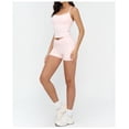 thumbnail image 3 of PISONIC Women 2 Piece Workout Sets Crossover High Waisted Biker Shorts with Pockets Built in Bra Racerback Tank Tops, 3 of 5