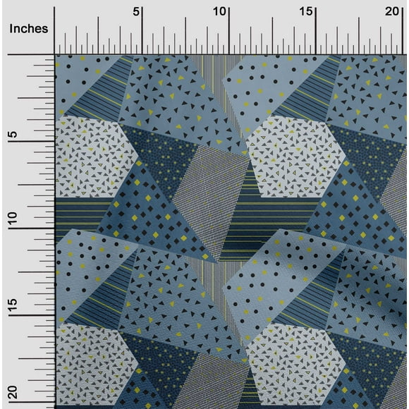 oneOone Cotton Silk Midnight Blue Fabric Triangle Geometric Sewing Material Print Fabric By The Yard 42 Inch Wide