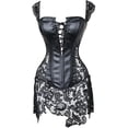 thumbnail image 1 of Ensemble Corset Punk Rock en Faux Cuir Steampunk Rétro Goth Bustier en Acier avec Jupe, 1 of 6
