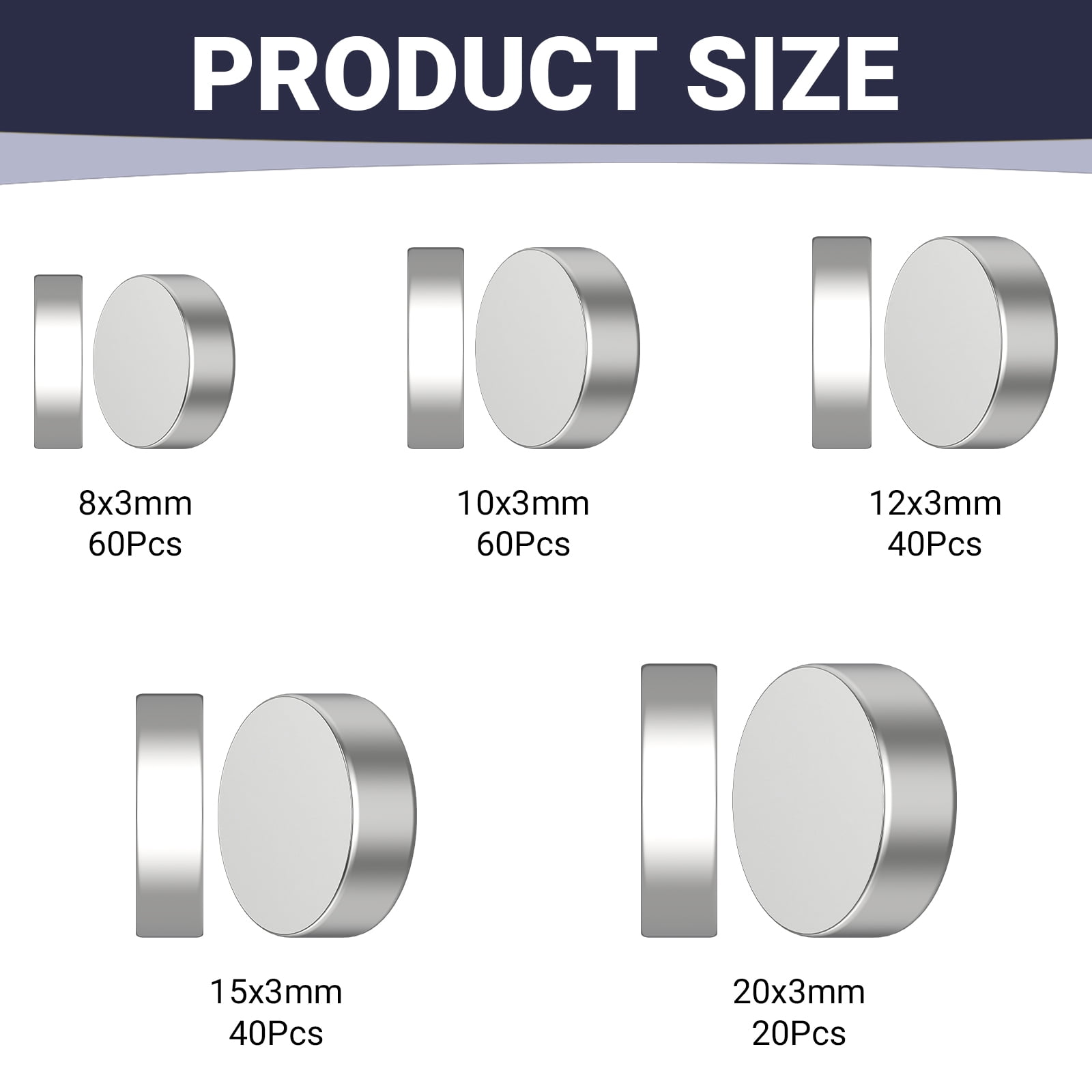 GOOBETTER Small Magnet 220Pcs Round Rare Earth Magnets, Tiny Strong Neodymium Disc Magnets for Whiteboard, Fridge, Office, Hobbies, Crafts and Dry Erase Board(3mm-Set)