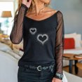 thumbnail image 2 of Camiseta de manga larga con cuello redondo y lentejuelas de malla sólida para mujer, blusa Polluver, Tops Fridja hkj151, 2 of 5