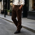 thumbnail image 6 of Zynoxe Mens Plus Size Autumn Winter Vintage Corduroy Suspender Pants Straight High Waist Business Casual Work Dress Pants with Adjustable Braces Coffee 2XL, 6 of 9