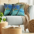 thumbnail image 5 of Ambesonne Tropical Throw Pillow Cover 2 Pack, Palm Trees Sea Beach, 24", Turquoise Blue, 5 of 7