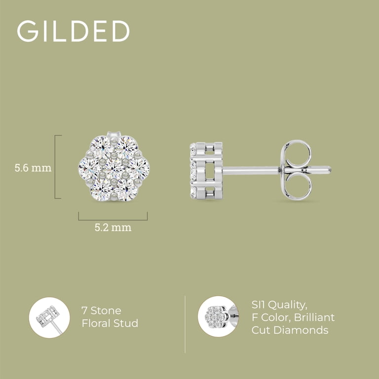 Gilded Lab-Grown Diamond Flower Stud Earrings photo 4