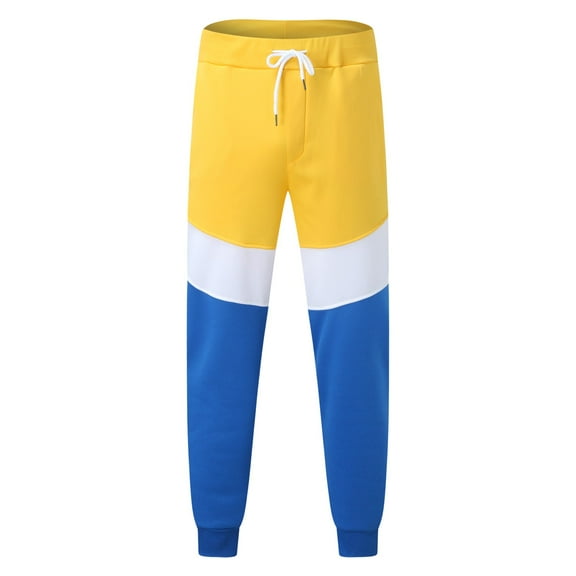 Aayomet Workout Pants For Men Men's Cotton Yoga Sweatpants Lounge Pants Open Bottom Casual Pants for Men with Pockets,Yellow M