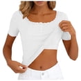 thumbnail image 7 of QGJZVUNL Womens Summer Tank Tops with Built In Bras Casual Short Sleeve Ribbed Knit Shirts Size Xs, 7 of 7
