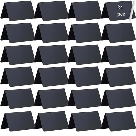 24 pack 4"x3" Mini Chalkboard Signs, PVC Tabletop Small Chalkboard for Wedding Bakery Buffet