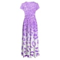 thumbnail image 5 of Robes pour Femmes 2024 Été Oversize Col Rond Manches Courtes Imprimé Quotidien Décontracté Vintage Bohème Maxi Robe 50 % de Réduction Liquidation!, 5 of 5