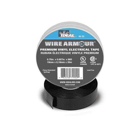 Professional Electrical Tape - Ideal 46-33 Black 7 Mil Wire Armour Professional Vinyl Electrical Tape