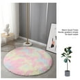 thumbnail image 3 of JeashCHAT Round Rug for Bedroom, Ultra Soft Fluffy Plush Indoor Area Rug for Living Room, Shaggy Circle Carpet for Kids Daughter Room Decor, 31.5"x31.5", Multicolor, 3 of 3