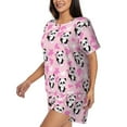 thumbnail image 3 of Womens Pajama Sets With Pocket, Funny Panda Draws A Heart Lounge Sets Short Sleeve Sleepwear PJ Sets for Women, 3 of 6