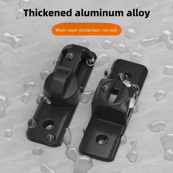 dgysar Gold 90/180 Degree Flip Gate Latch No-Drill Privacy Bolt for Sliding Door Cabinet Garden Window Security Black 1 PC